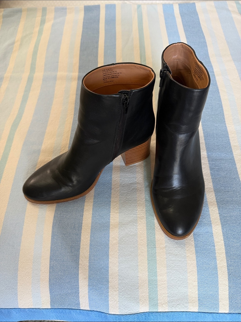 J. Crew Black Faux Leather Ankle Booties with Stacked Heel